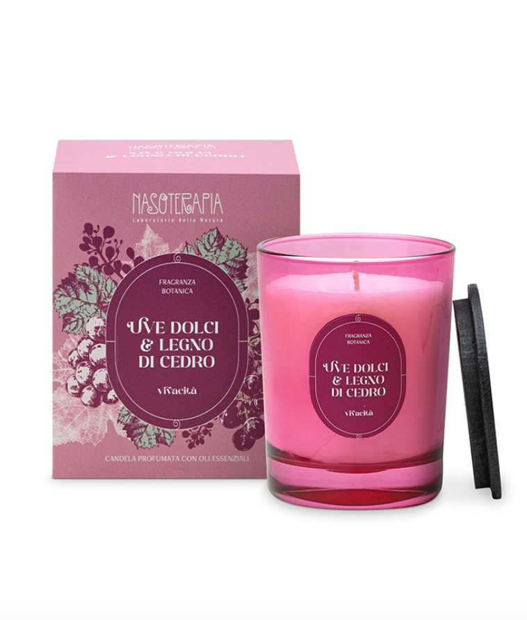 Candela profumata - Uve Dolci & Legno di Cedro - Nasoterapia