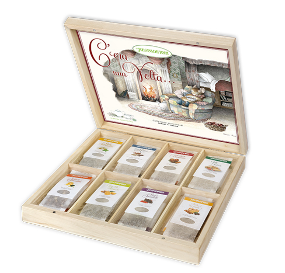 Cofanetto di legno illustrato - C'era una volta - Regina di Fiori