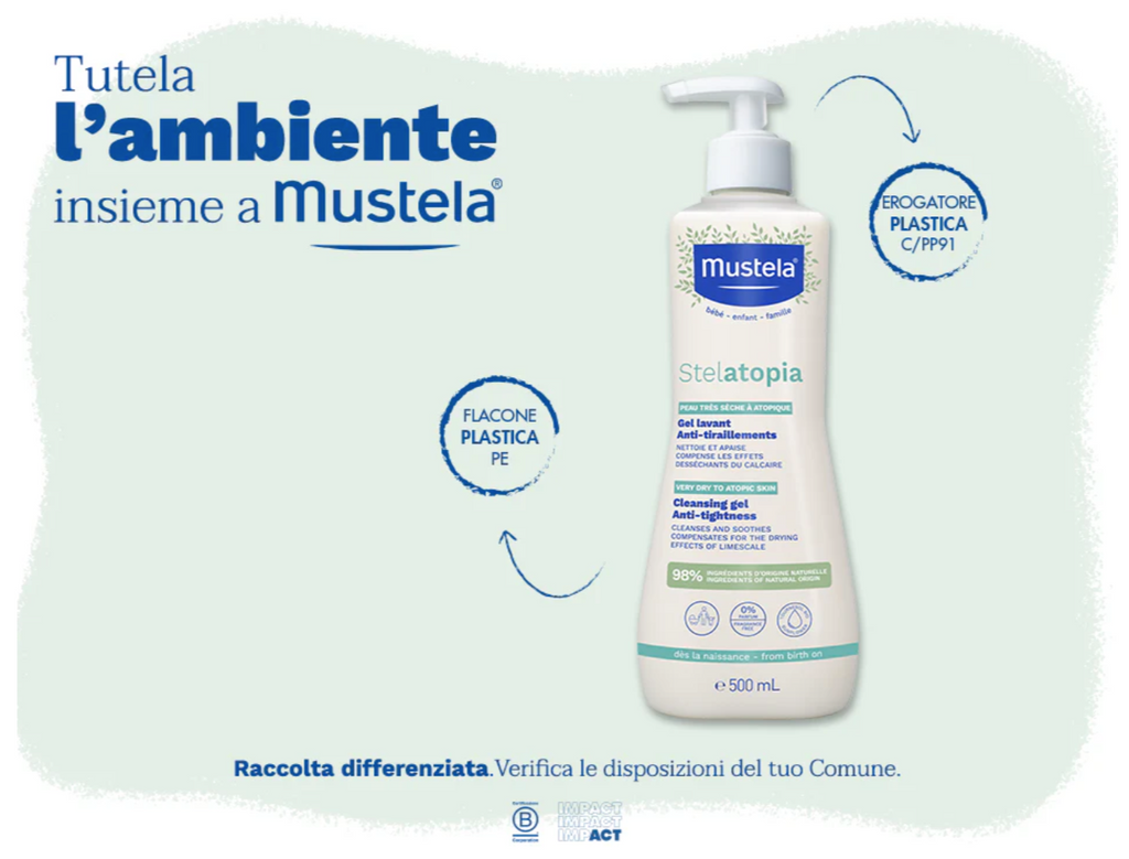 Mustela -  Stelatopia Gel Detergente Viso & Corpo - Dispenser 500 ml