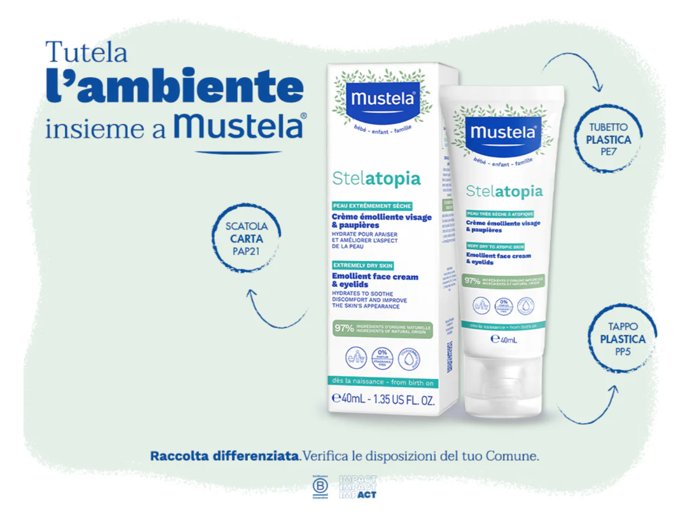 Mustela -  Stelatopia Crema Viso 40 ml