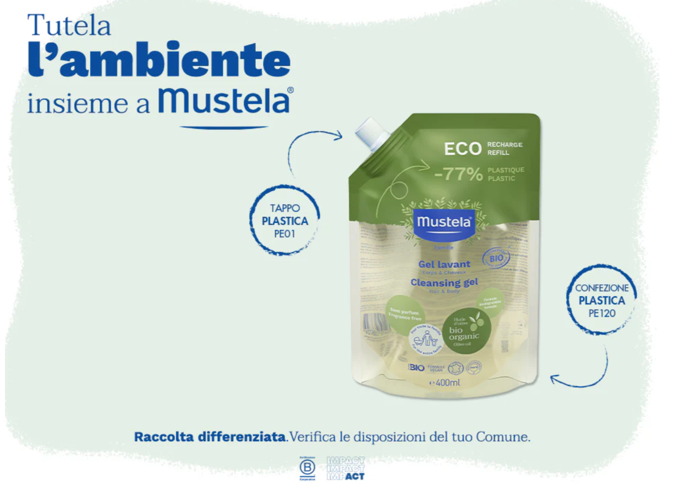 Mustela -  Ricarica Gel Detergente Corpo & Capelli BIO 400 ml